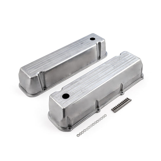 Tapas de válvulas Ford 429 460 de aluminio pulido fresado con bolas - Altas con orificio