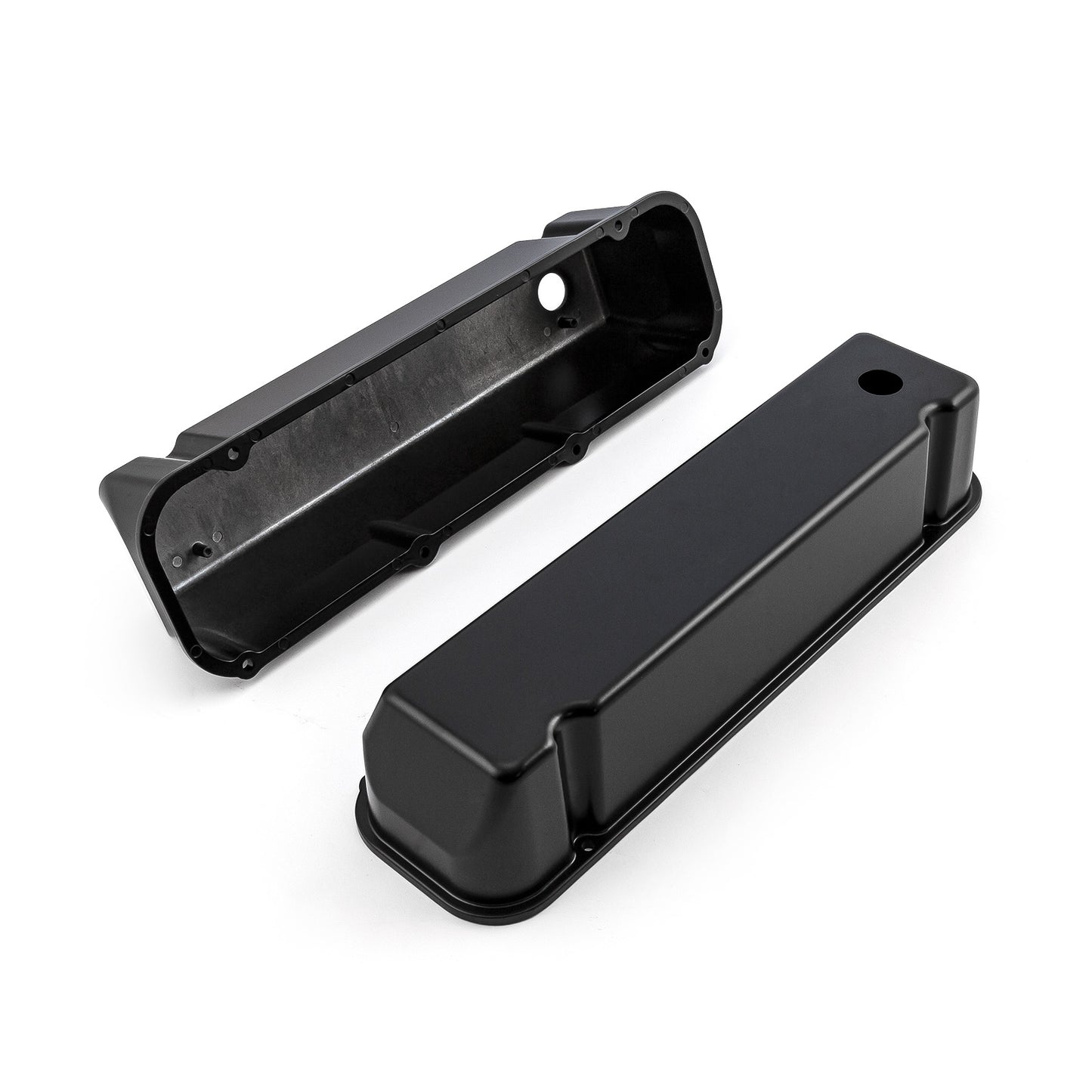 Tapas de válvulas lisas de aluminio negro Ford 429 460 - Altas con orificio