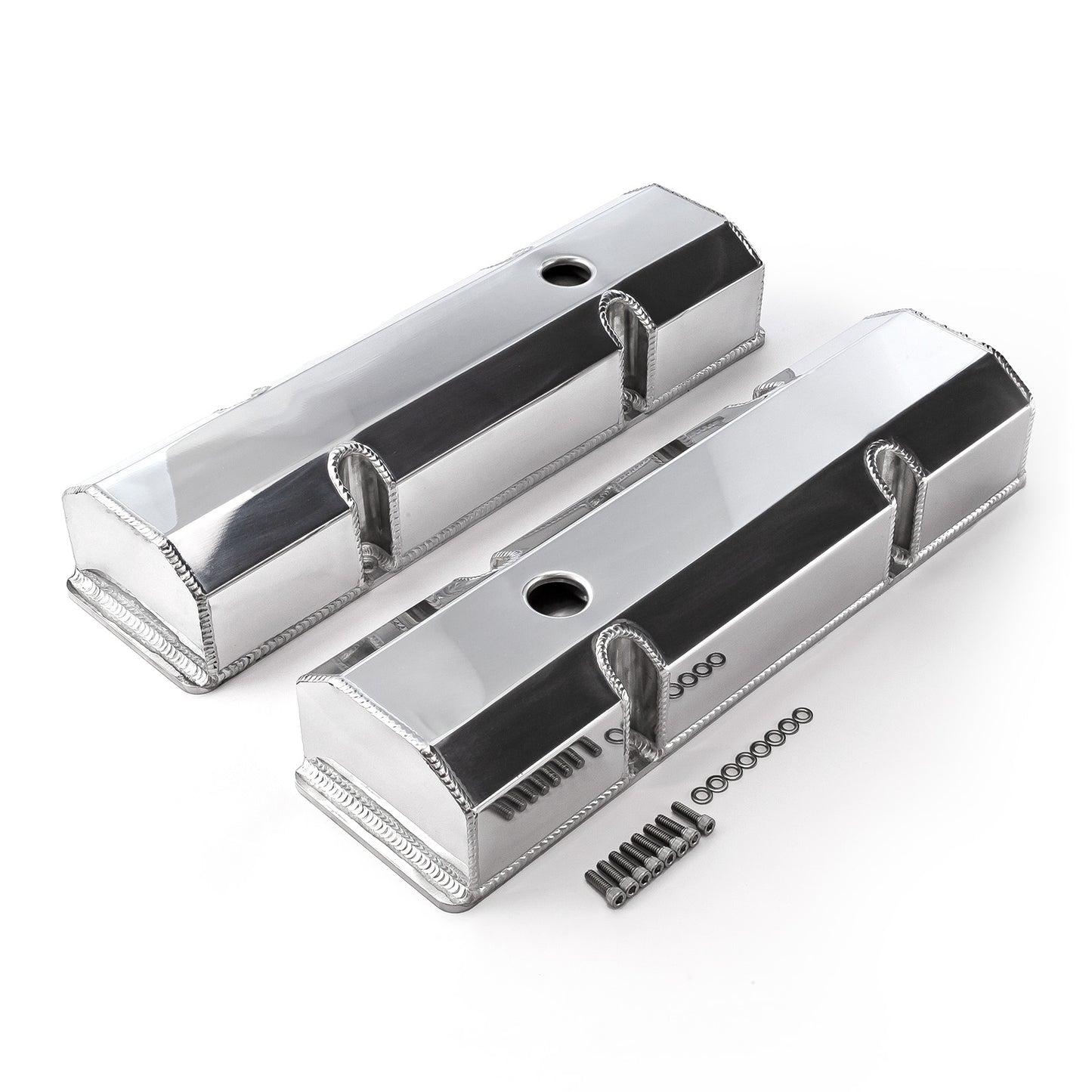 Tapas de válvulas fabricadas para Chevy SBC 350, pulidas, altas y con orificio