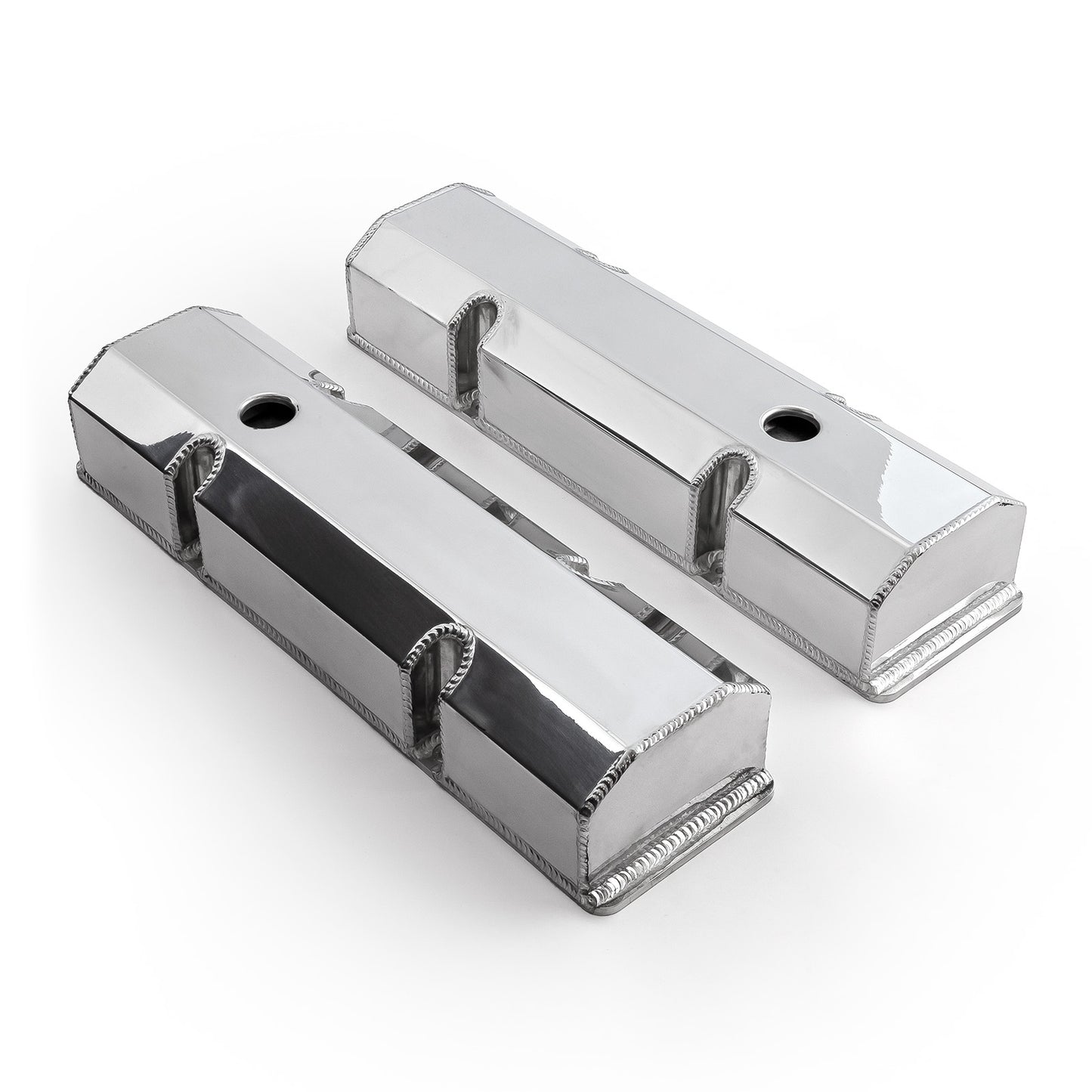 Tapas de válvulas fabricadas para Chevy SBC 350, pulidas, altas y con orificio