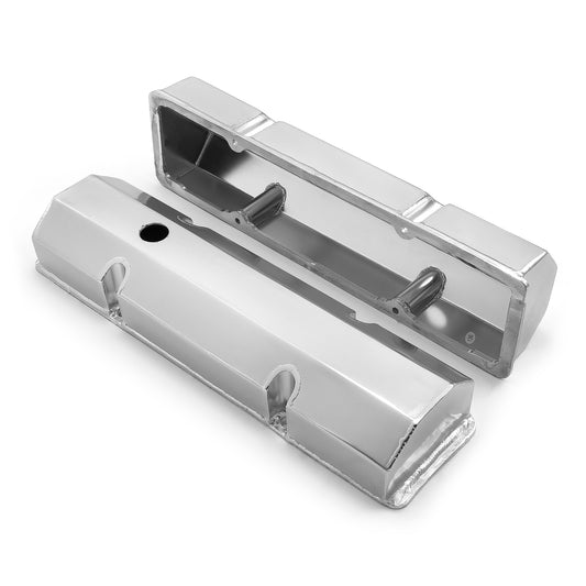 Chevy SBC 350 Fabricated Valve Covers Satin Tall w/ Hole