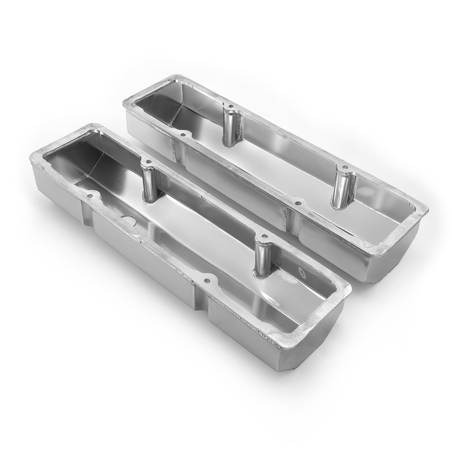 Chevy SBC 350 Fabricated Valve Covers Satin Tall w/ Hole