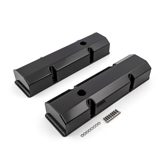 Tapas de válvulas fabricadas para Chevy SBC 350, negras, altas, con orificio