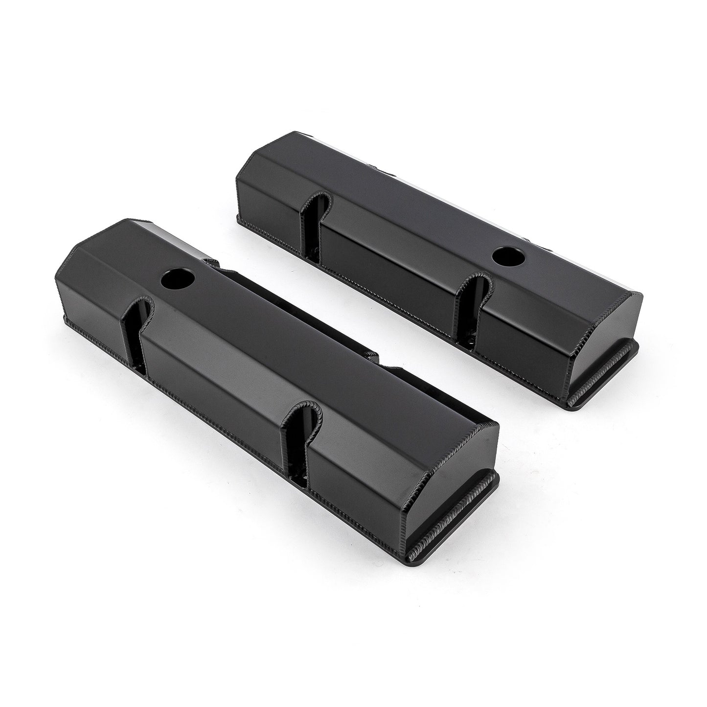 Tapas de válvulas fabricadas para Chevy SBC 350, negras, altas, con orificio