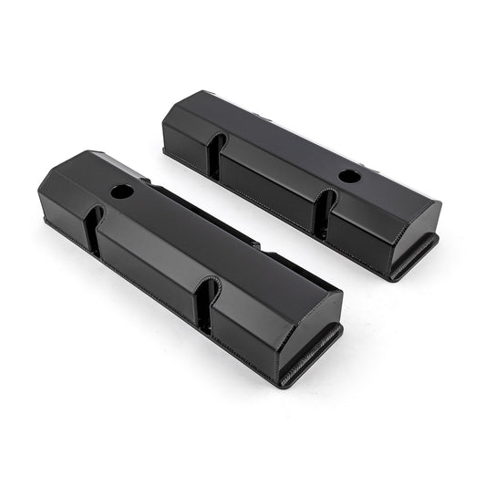 Chevy SBC 350 Fabricated Valve Covers Black Tall w/ Hole