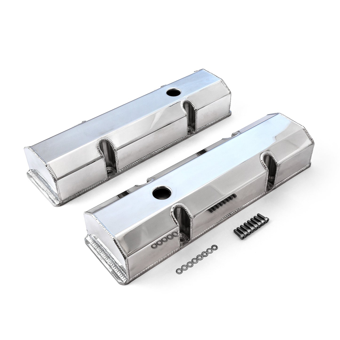 Tapas de válvulas fabricadas para Chevy SBC 350, pulidas, altas y sin orificio