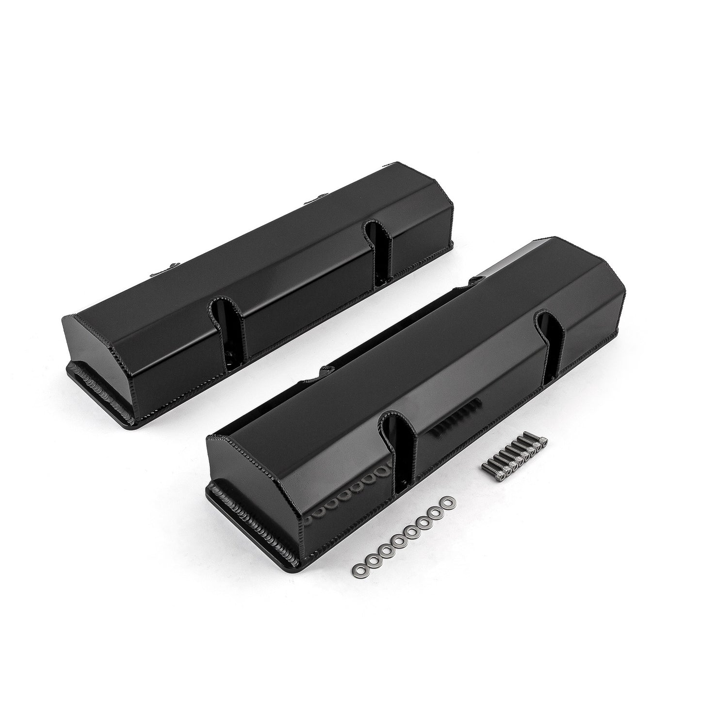Tapas de válvulas fabricadas para Chevy SBC 350, negras, altas, sin orificio