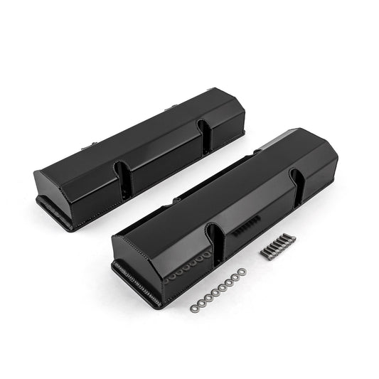 Tapas de válvulas fabricadas para Chevy SBC 350, negras, altas, sin orificio