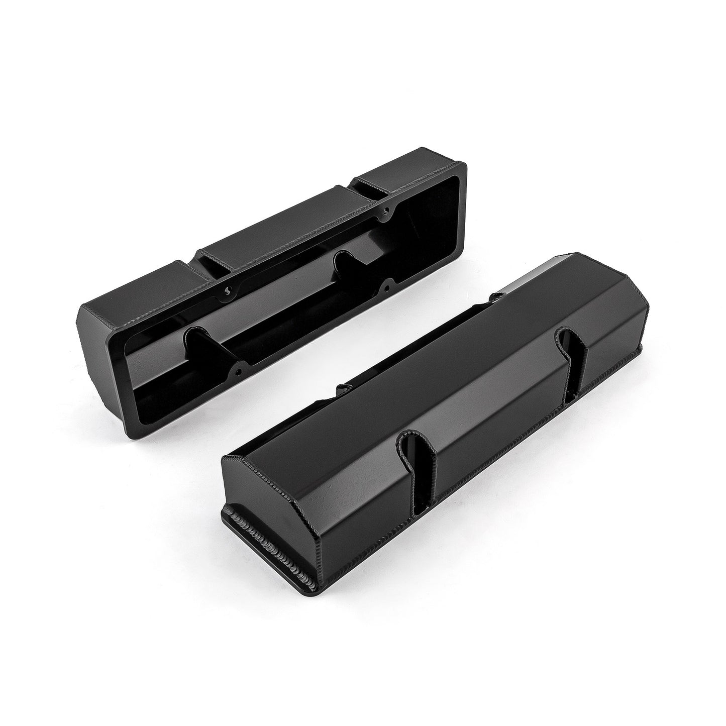 Tapas de válvulas fabricadas para Chevy SBC 350, negras, altas, sin orificio