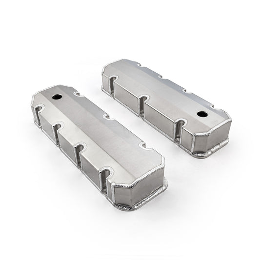 Chevy BBC 454 Fabricated Valve Covers Satin Tall w/ Hole