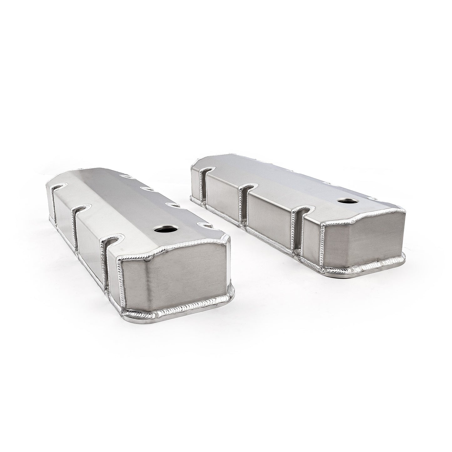 Chevy BBC 454 Fabricated Valve Covers Satin Tall w/ Hole