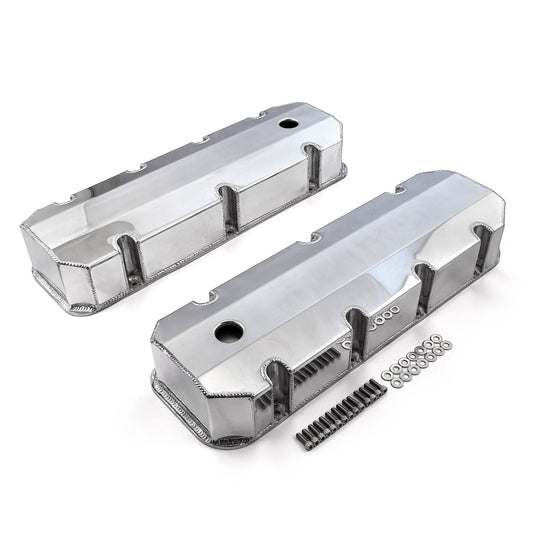 Chevy BBC 454 Fabricated Valve Covers Polished Tall w/ Hole