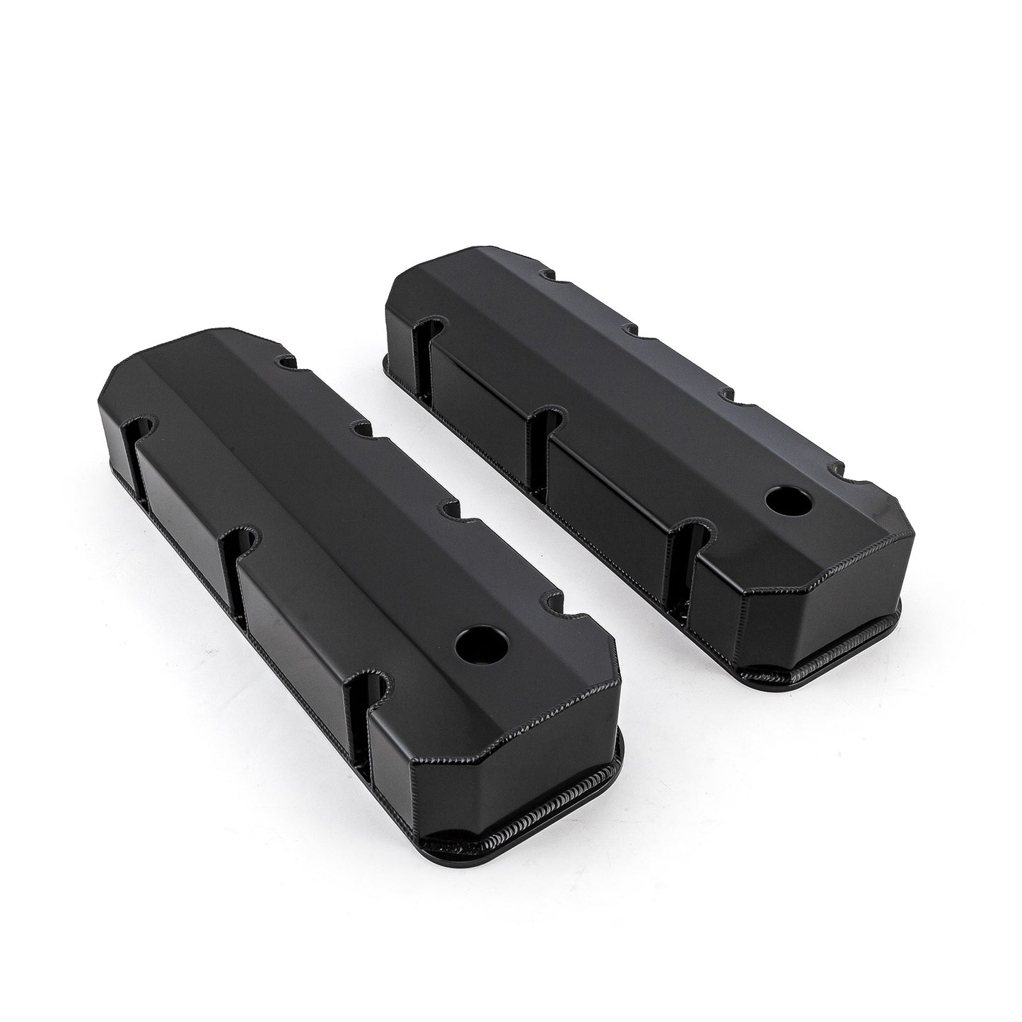 Tapas de válvulas fabricadas para Chevy BBC 454, negras, altas, con orificio