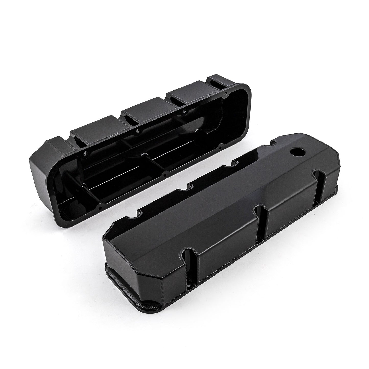 Tapas de válvulas fabricadas para Chevy BBC 454, negras, altas, con orificio