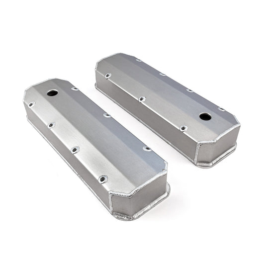 Chevy BBC 454 Long Bolt Fabricated Valve Covers Satin Tall w/ Hole