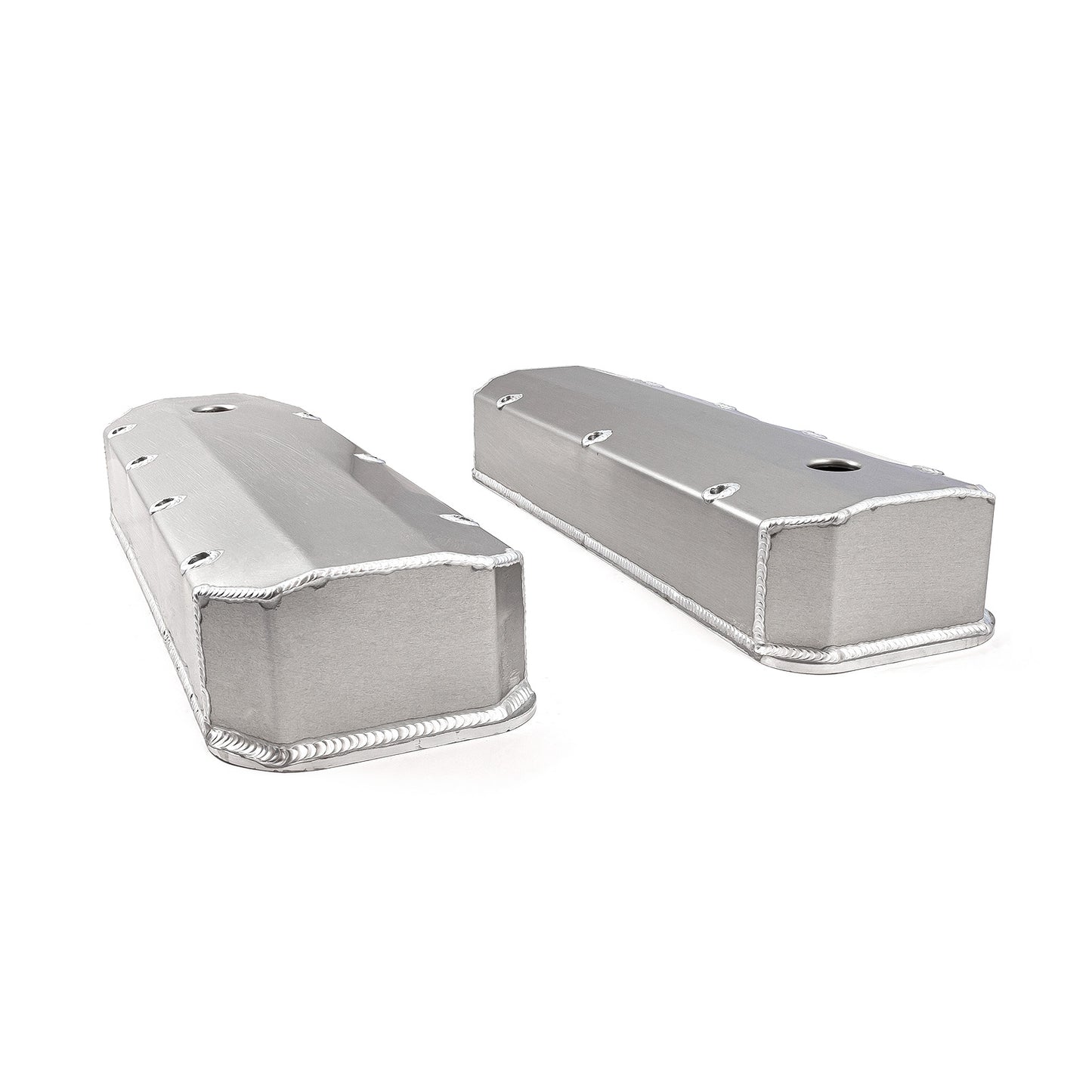 Chevy BBC 454 Long Bolt Fabricated Valve Covers Satin Tall w/ Hole