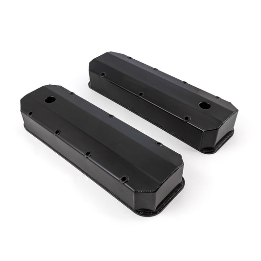 Chevy BBC 454 Long Bolt Fabricated Valve Covers Black Tall w/ Hole