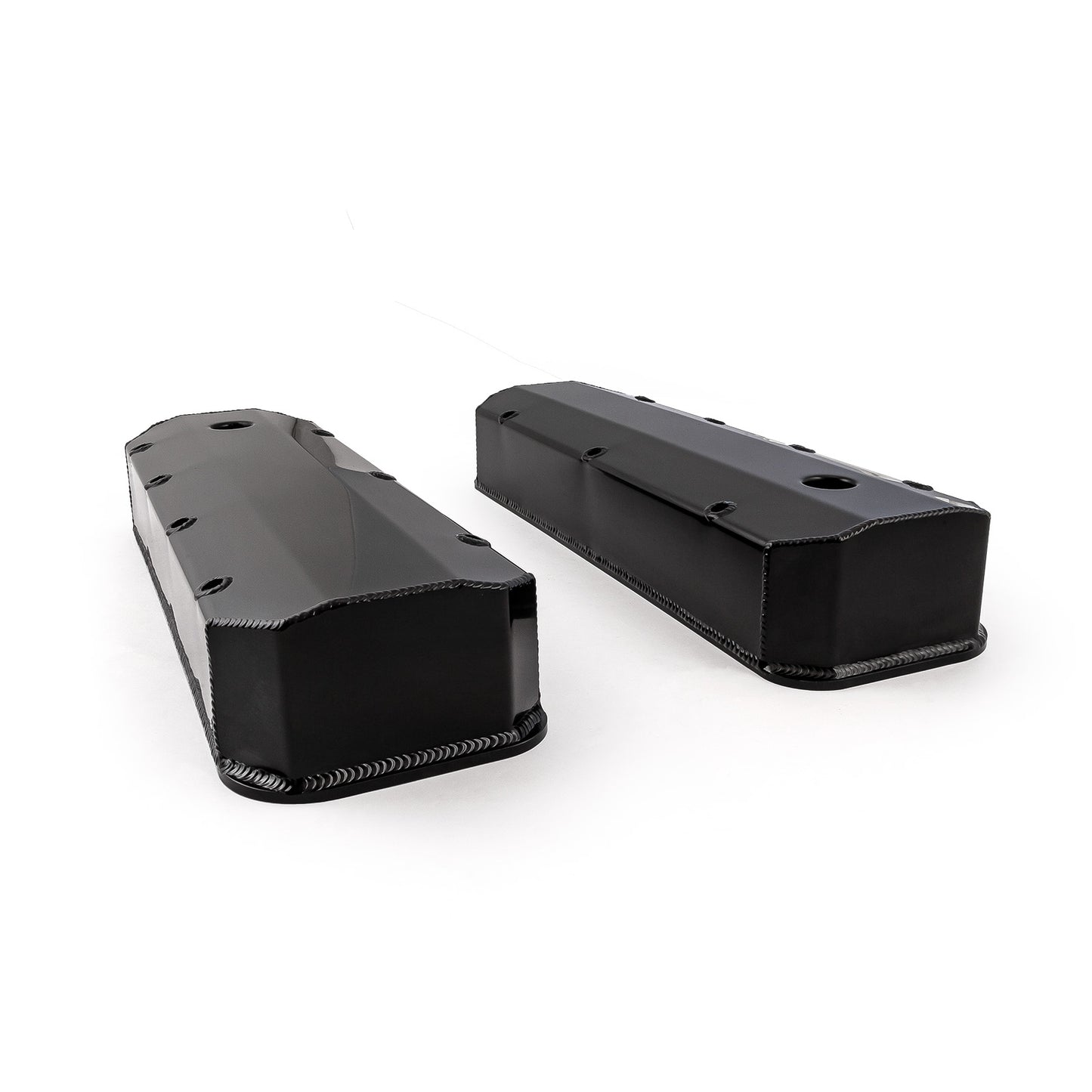Chevy BBC 454 Long Bolt Fabricated Valve Covers Black Tall w/ Hole