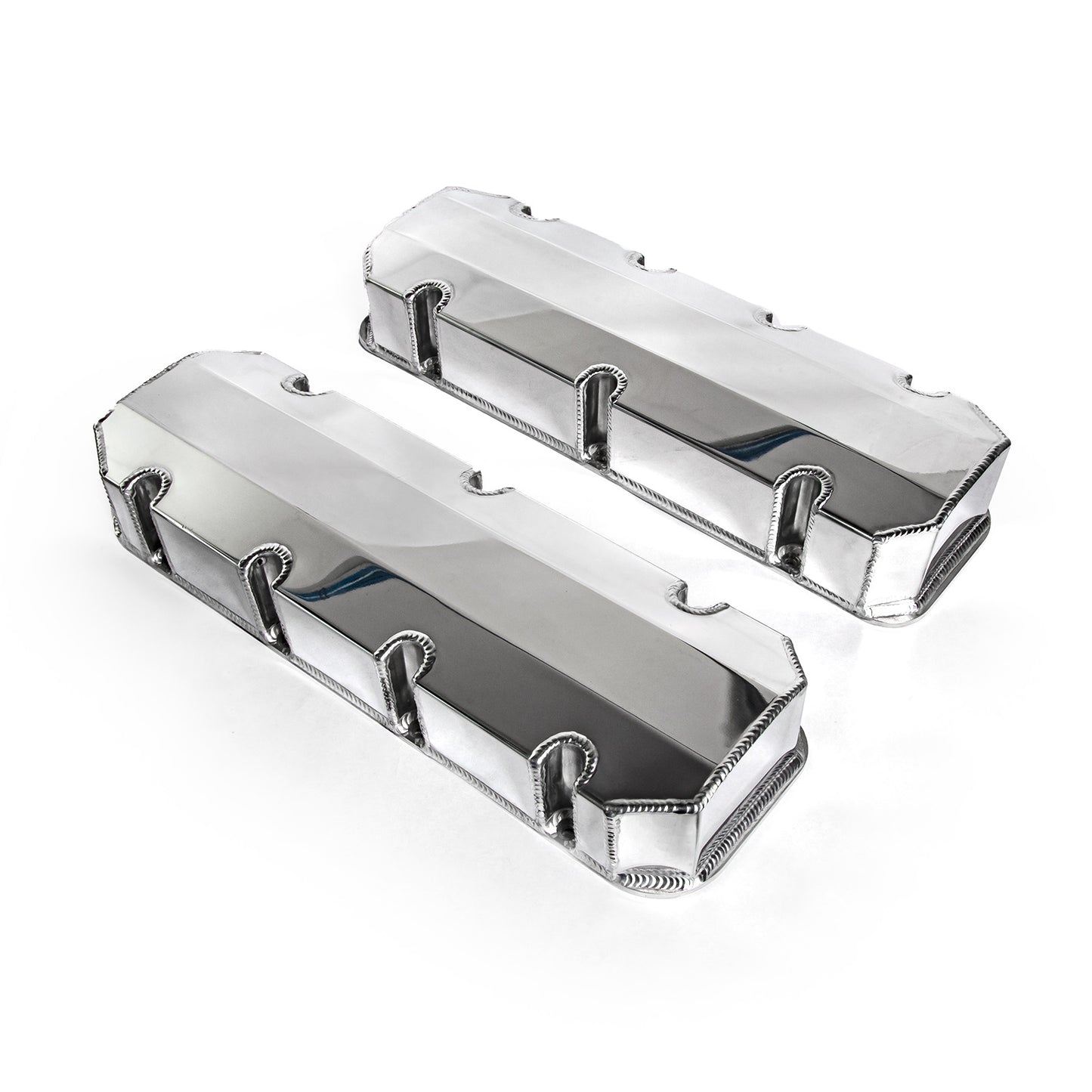 Chevy BBC 454 Fabricated Valve Covers Polished Tall w/o Hole