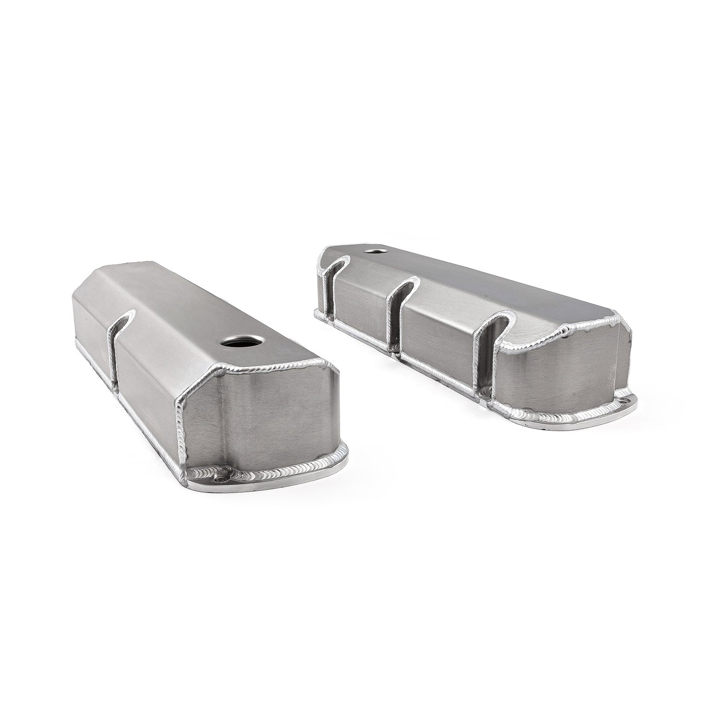 Ford SB 289 302 351 Windsor Fabricated Valve Covers Satin Tall w/ Hole