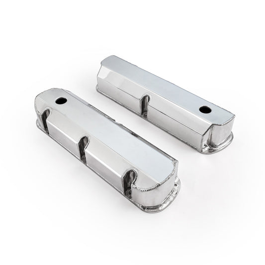 Ford SB 289 302 351 Windsor Fabricated Valve Covers Polished Tall w/ Hole