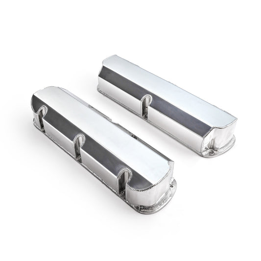 Ford SB 289 302 351 Windsor Fabricated Valve Covers Polished Tall w/o Hole