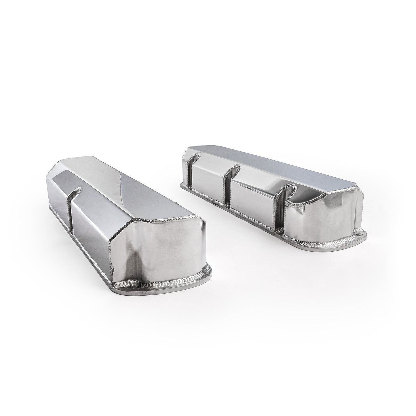 Ford SB 289 302 351 Windsor Fabricated Valve Covers Polished Tall w/o Hole