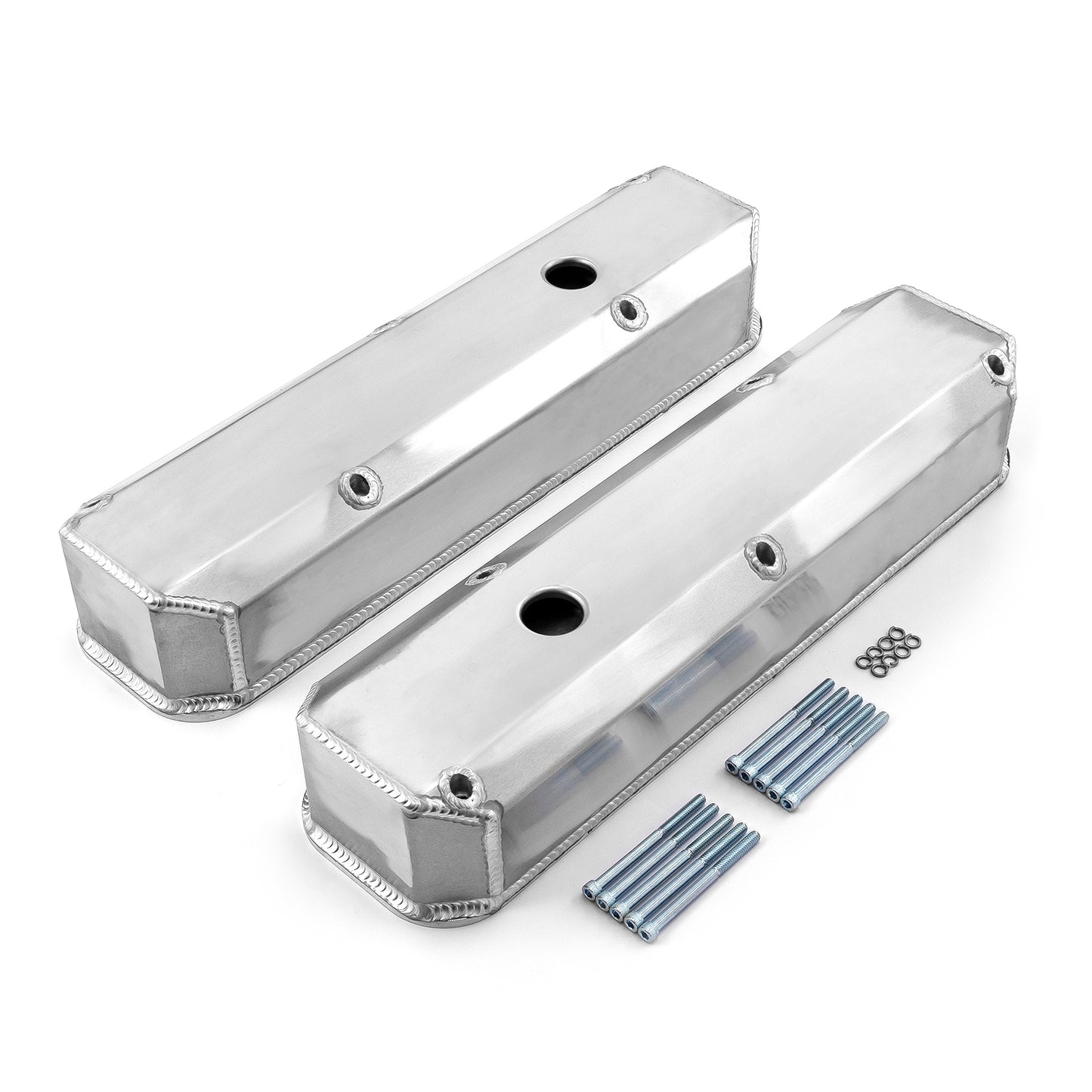Mopar Chrysler SB 318 340 360 Fabricated Valve Covers Tall Satin w/ Hole