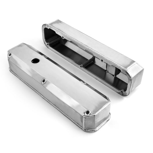 Mopar Chrysler SB 318 340 360 Fabricated Valve Covers Tall Satin w/ Hole