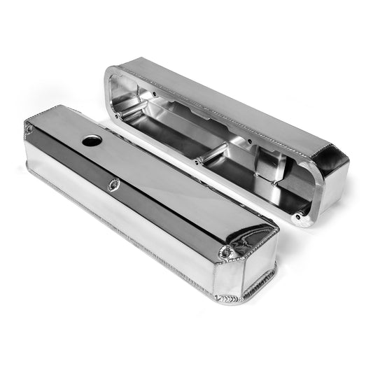 Mopar Chrysler SB 318 340 360 Fabricated Valve Covers Tall Polished w/ Hole