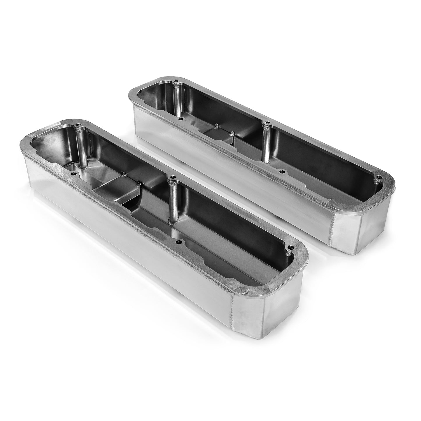 Mopar Chrysler SB 318 340 360 Fabricated Valve Covers Tall Polished w/ Hole