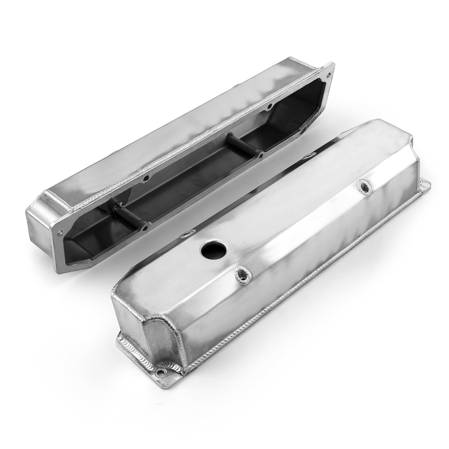Mopar Chrysler BB 383 440 Satin Fabricated Valve Covers - Tall w/ Hole