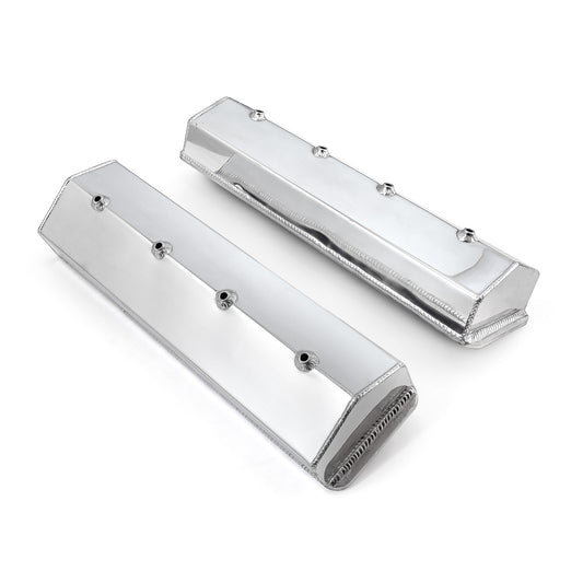 Chevy SBC 350 Vortec Center Bolt Fabricated Valve Covers Polished Tall w/o Hole