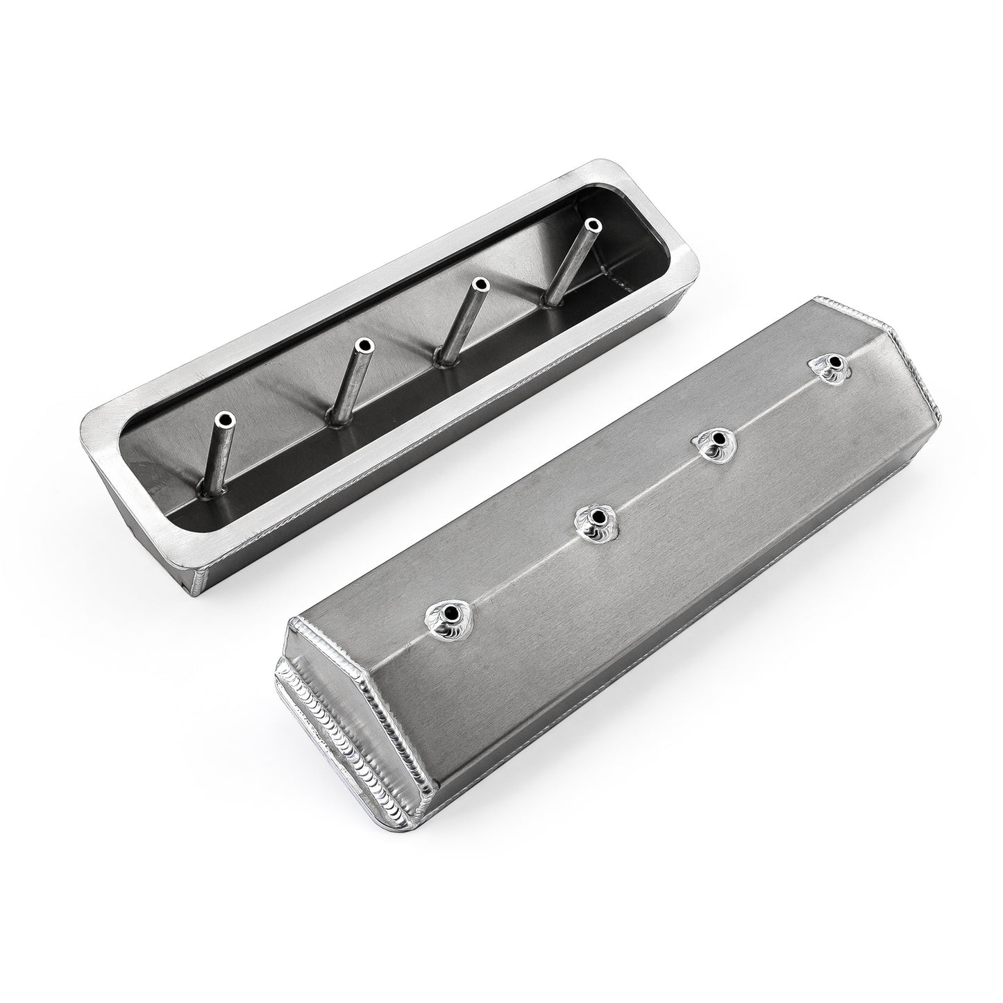 Tapas de válvulas fabricadas con perno central Vortec para Chevy SBC 350, satinadas, altas, sin orificio