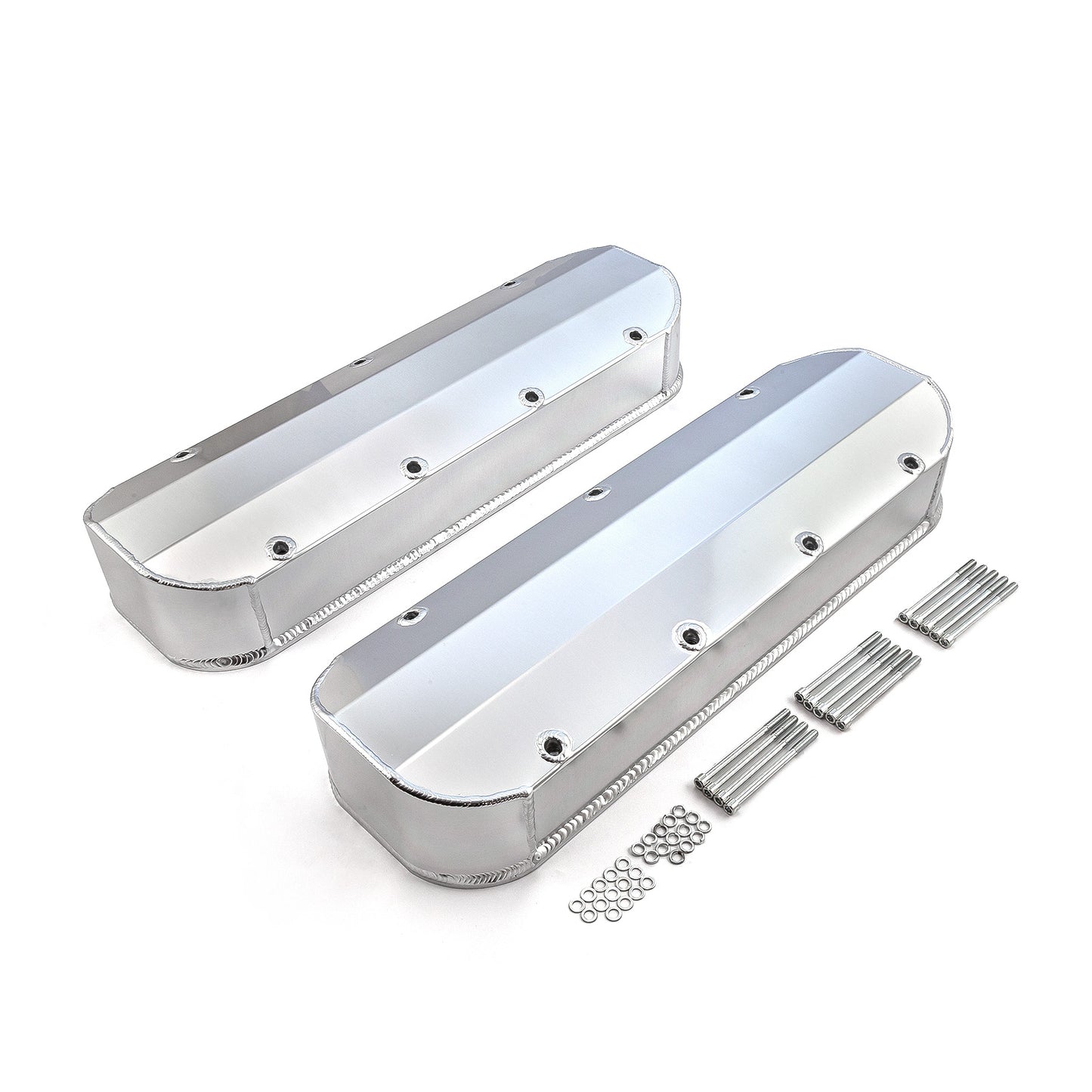 Tapas de válvulas fabricadas con pernos largos Chevy BBC 454, satinadas, altas, sin orificio