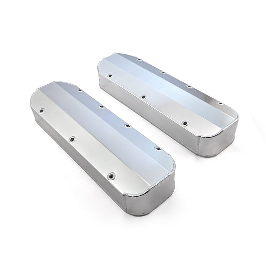 Chevy BBC 454 Long Bolt Fabricated Valve Covers Satin Tall w/o Hole