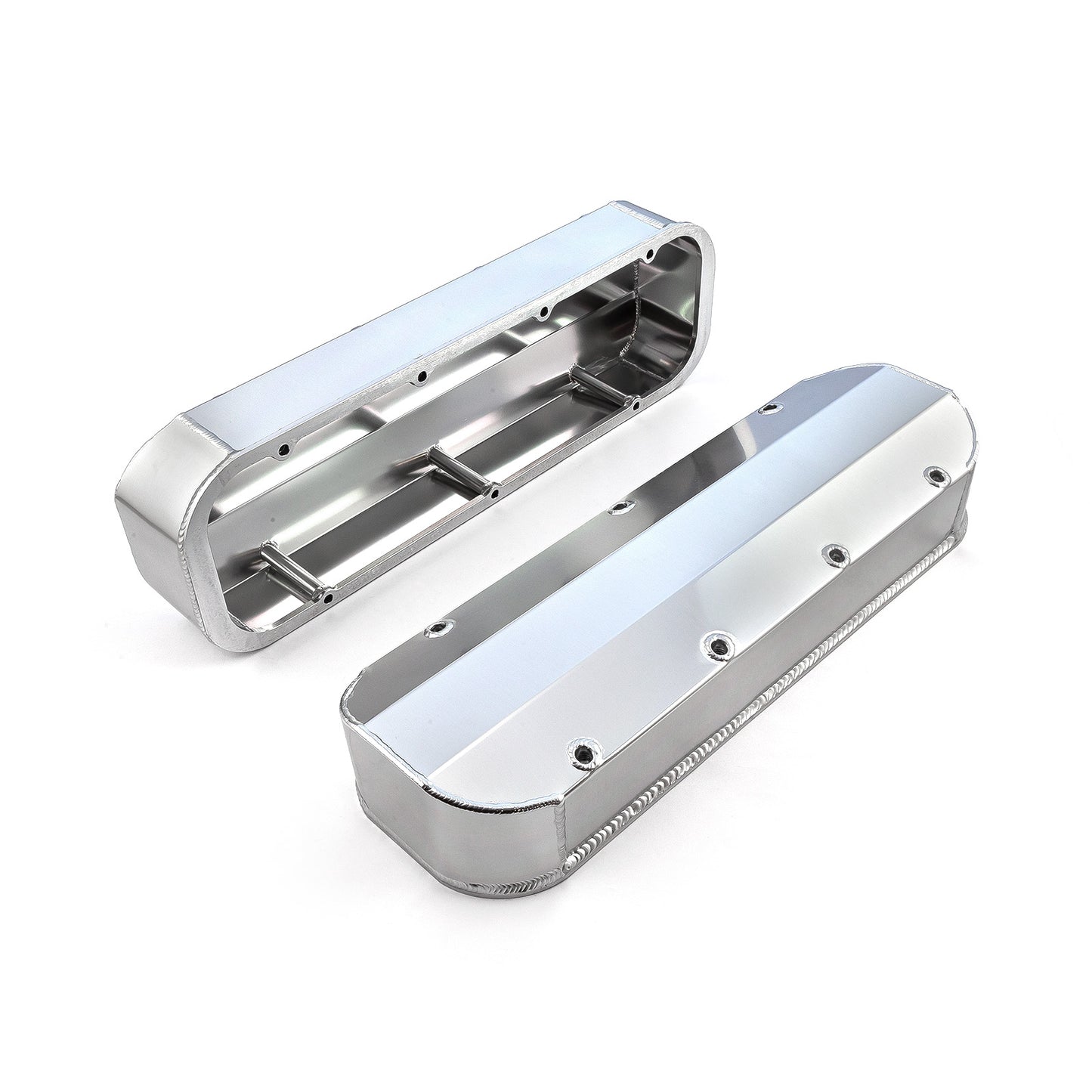 Tapas de válvulas fabricadas con pernos largos Chevy BBC 454, satinadas, altas, sin orificio