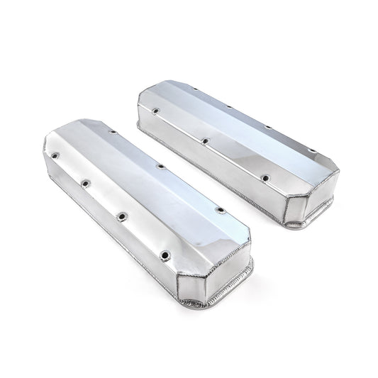 Chevy BBC 454 Long Bolt Fabricated Valve Covers Polished Tall w/o Hole