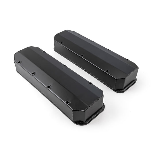Chevy BBC 454 Long Bolt Fabricated Valve Covers Black Tall w/o Hole