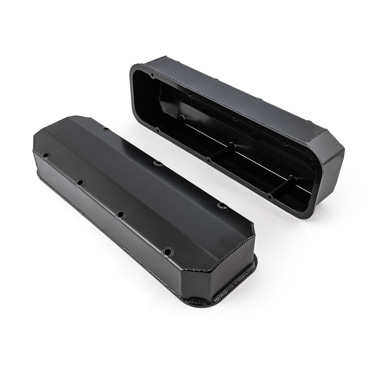 Chevy BBC 454 Long Bolt Fabricated Valve Covers Black Tall w/o Hole