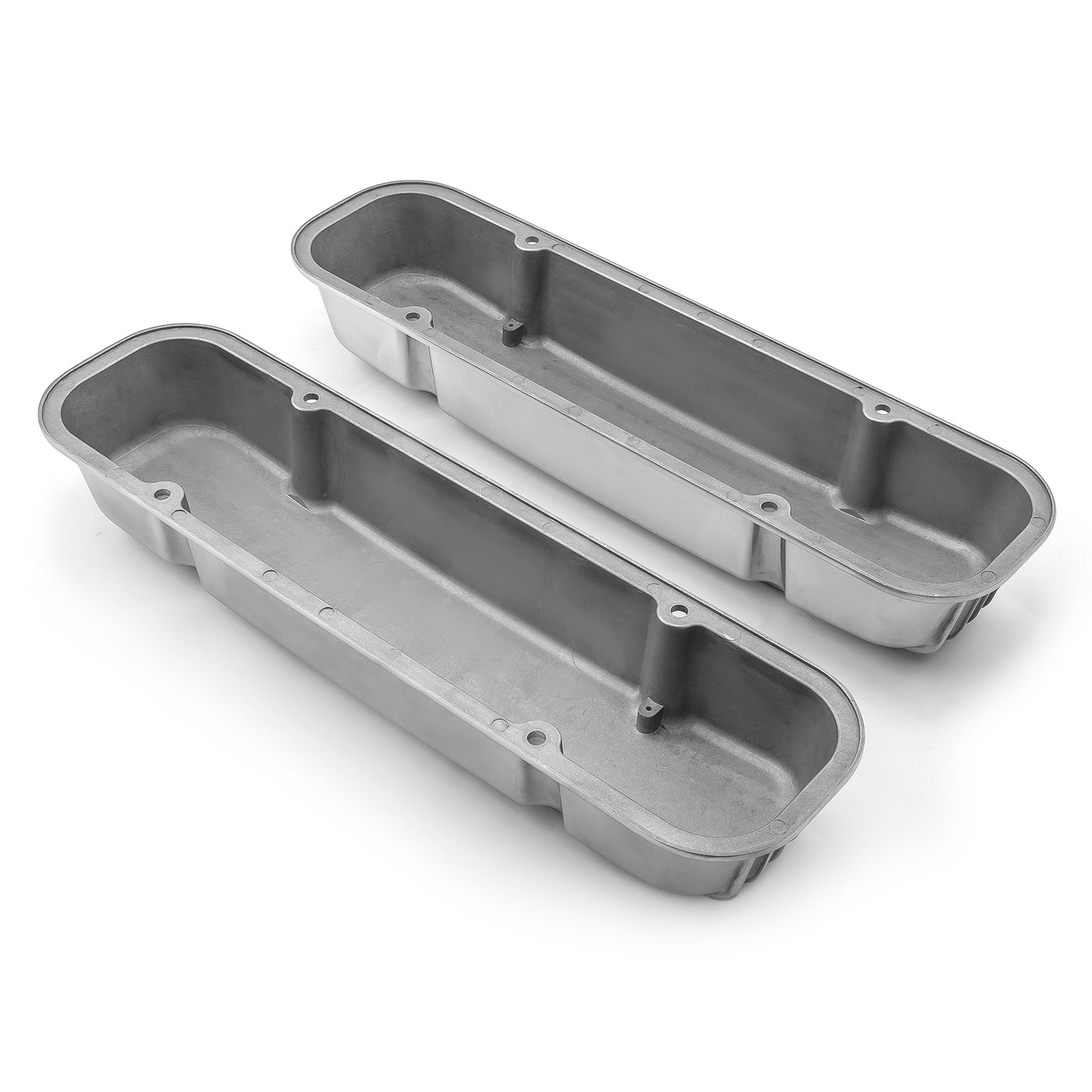 Pontiac 326 400 455 Polished Nostalgic Finned Aluminum Valve Covers w/o Hole