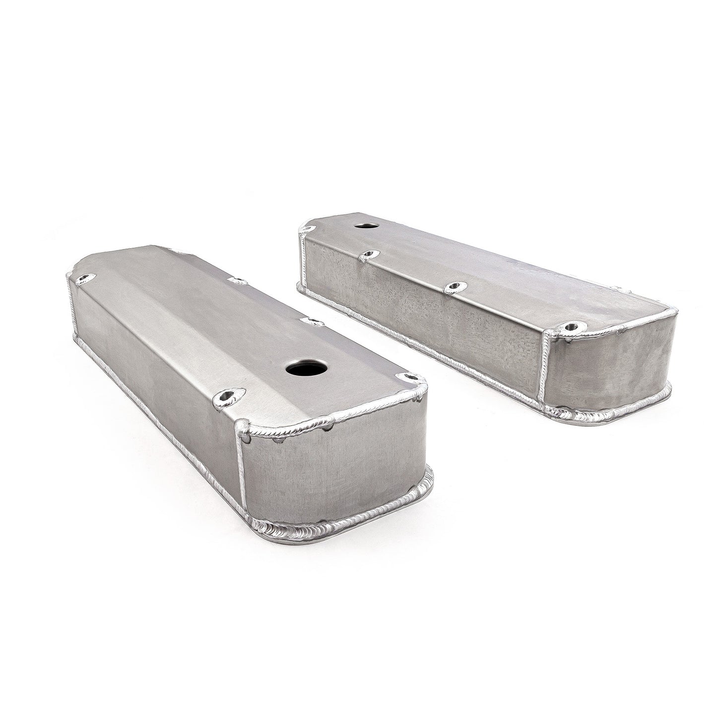 Ford 429 460 Satin Long Bolt Fabricated Valve Covers - Tall w/ Hole