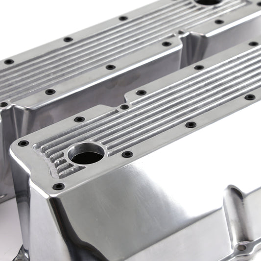 Ford 351C Cleveland Polished Aluminum Elite Valve Covers Tall w/Hole