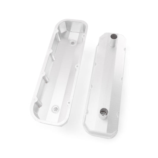 Chevy BBC 454 Satin Fabricated Circle Track Valve Covers - Tall w/ 4 x Tubes