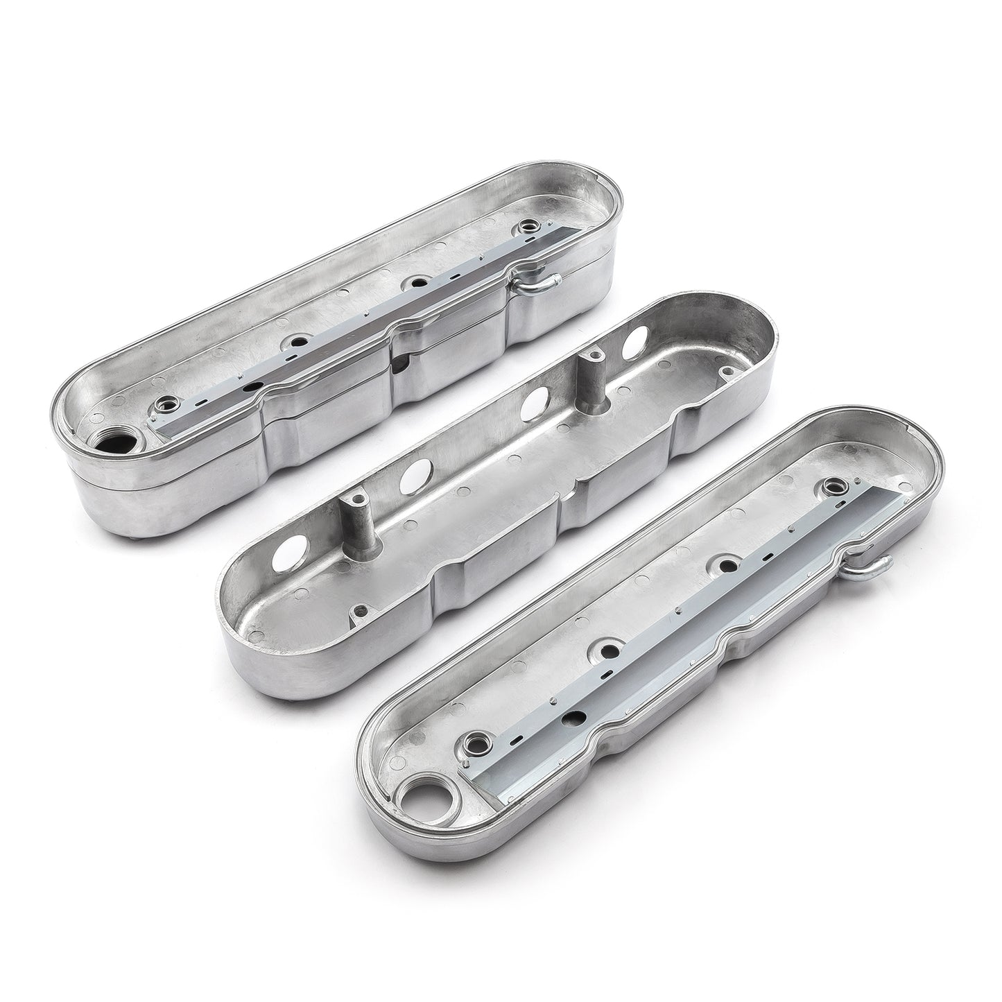 Tapa de válvula de aluminio con bobina oculta vintage con aletas de 2 piezas para Chevy LS - Pulida
