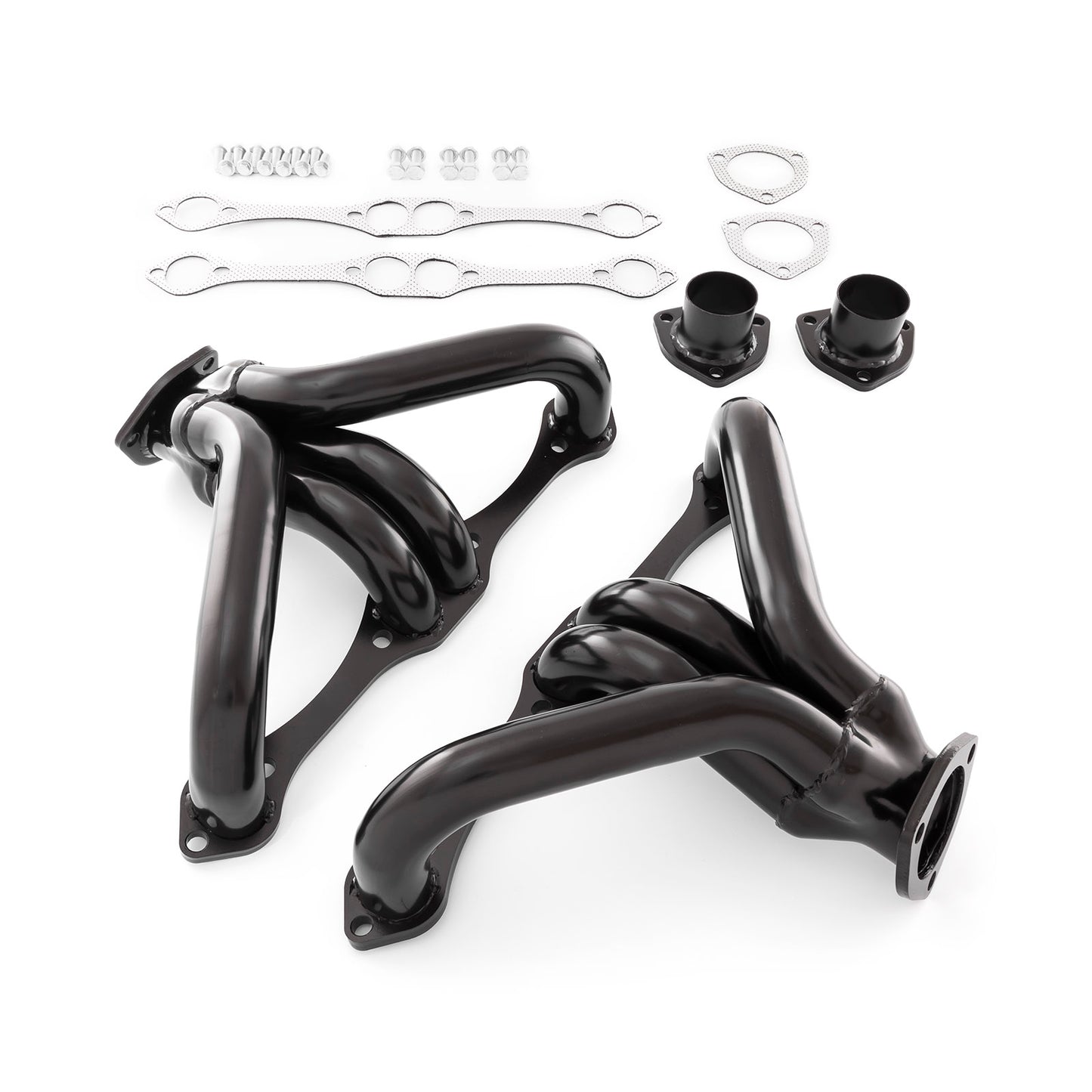 Colectores de escape negros de 1 5/8" para Chevy SBC 350 (cabezales angulares)