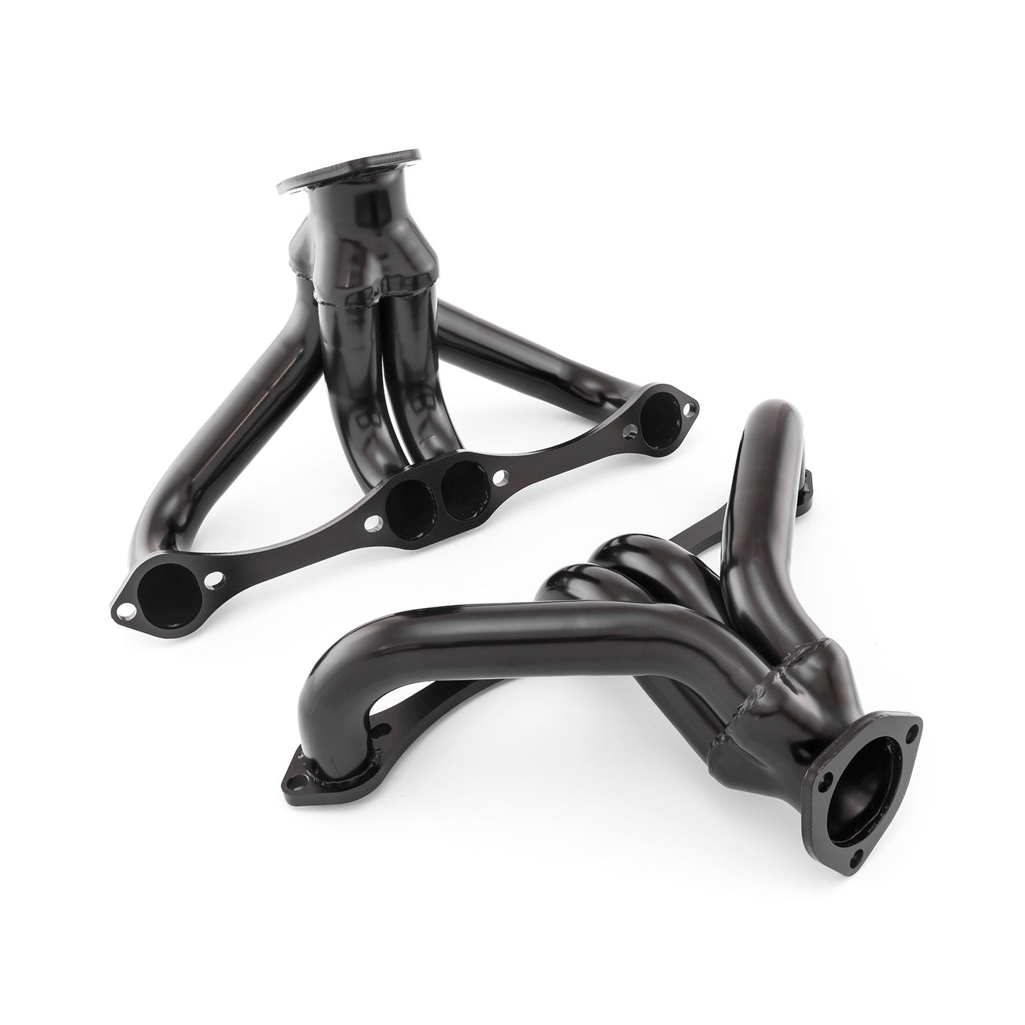 Colectores de escape negros de 1 5/8" para Chevy SBC 350 (cabezales angulares)