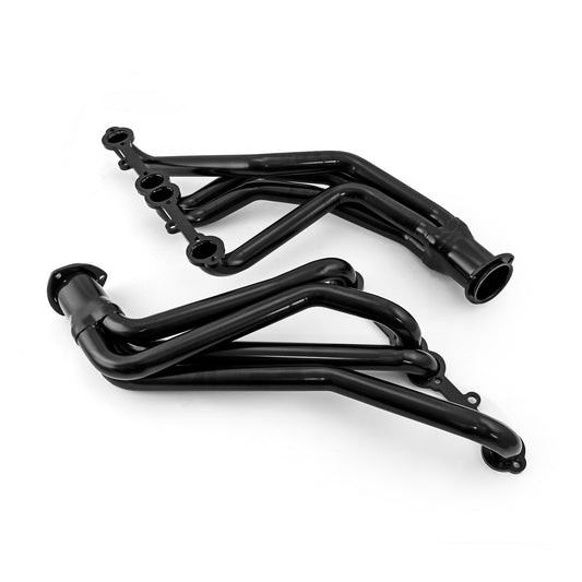 Colectores de escape negros para camioneta Chevy SBC 350 (1966-1987)