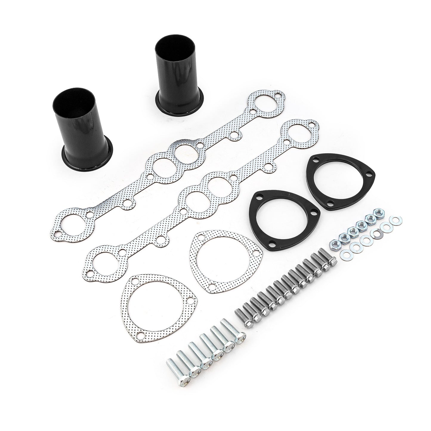 Colectores de escape negros para camioneta Chevy SBC 350 (1966-1987)