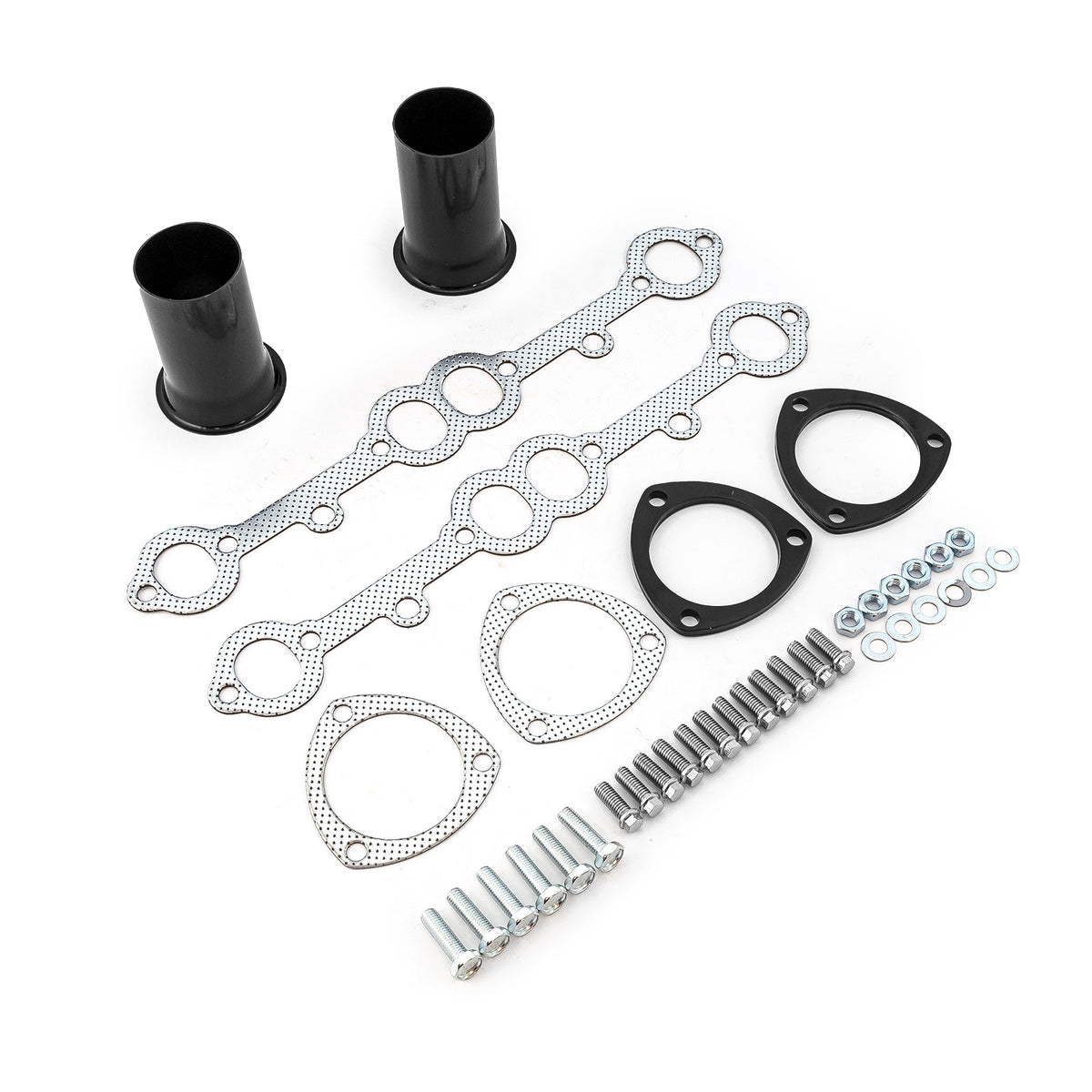 Colectores de escape negros para camioneta Chevy SBC 350 (1966-1987)